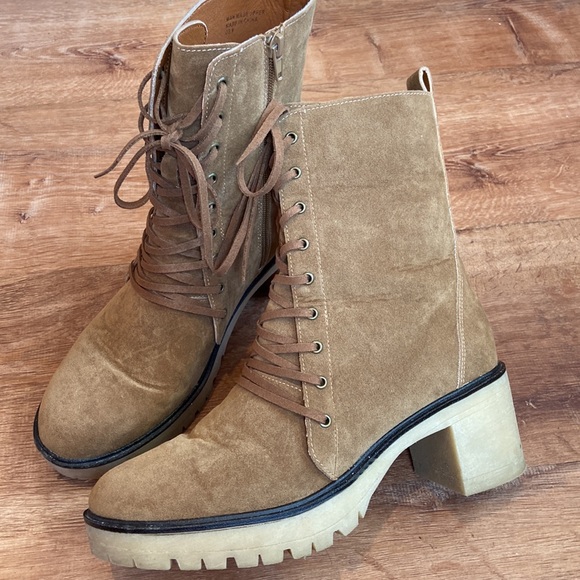 Oasis Society Jamie Vegan Suede Tan Lace Up Hiking Boots - Picture 4 of 9